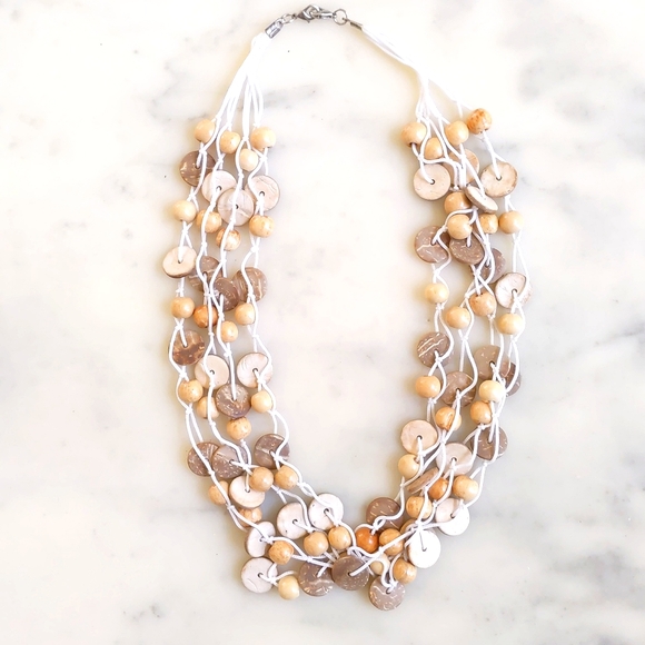 RARE! NWOT. Vintage Multiple Strands of Wooden Beads and Buttons Necklace. - Picture 2 of 3